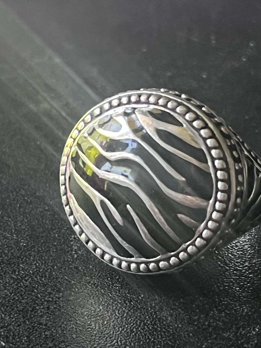 Premier Designs Safari Zebra Print Dome Ring Size 11